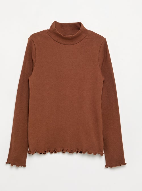 Sous-pull uni avec finitions ondulées - Kiabi