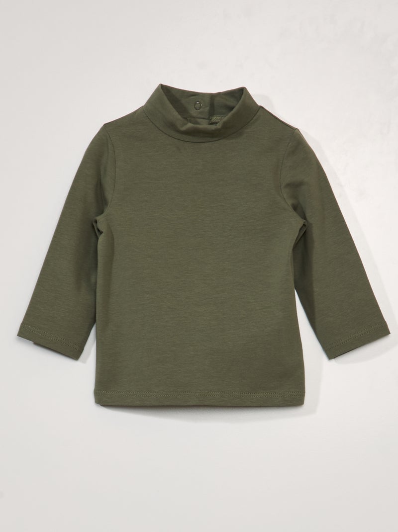 Sous pull uni en jersey Vert - Kiabi