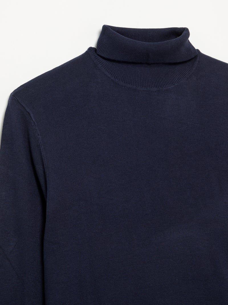 Sous-pull uni en maille fine jauge Bleu - Kiabi