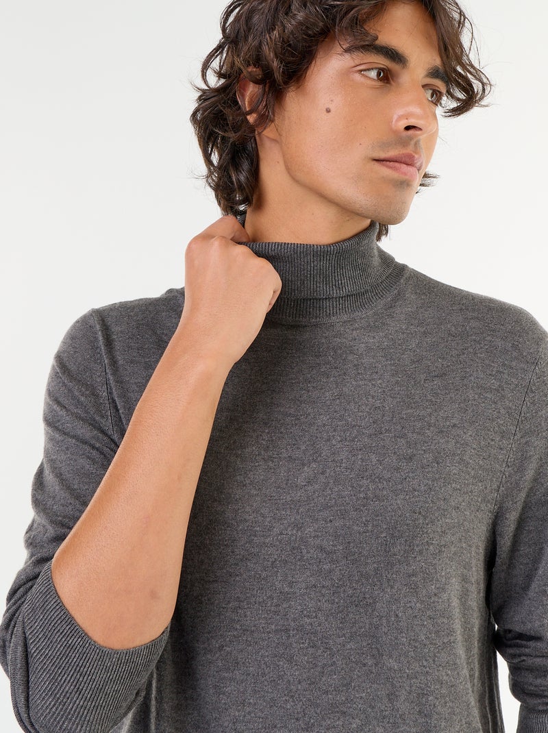 Sous-pull uni en maille fine jauge Gris - Kiabi