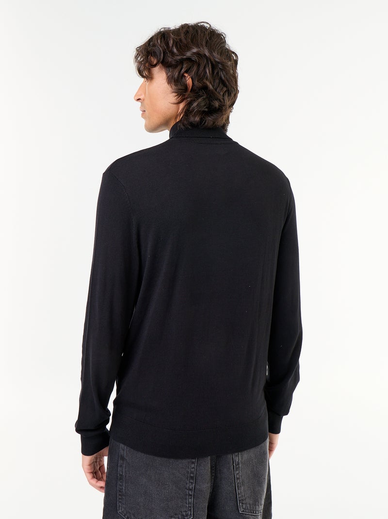 Sous-pull uni en maille fine jauge Noir - Kiabi