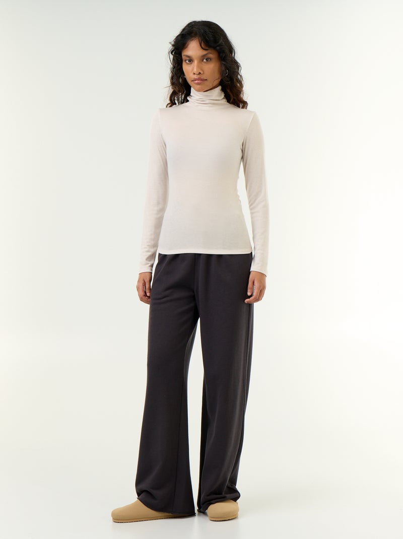 Sous-pull uni laine mélangée Gris - Kiabi