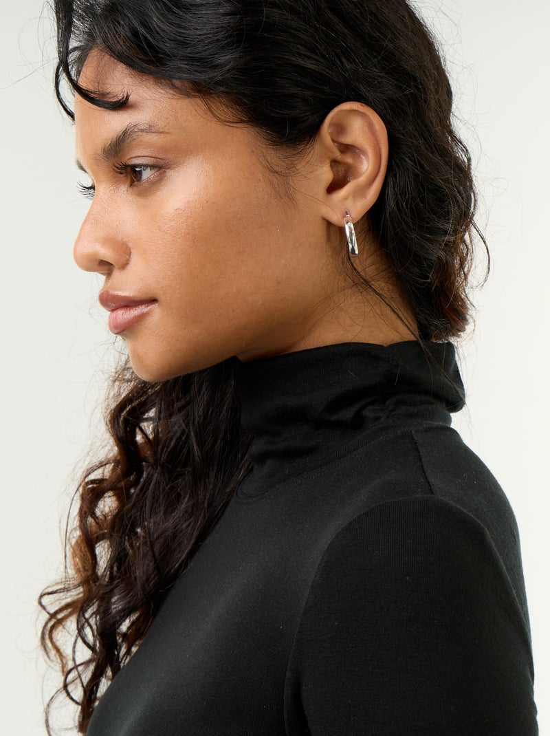 Sous-pull uni laine mélangée Noir - Kiabi