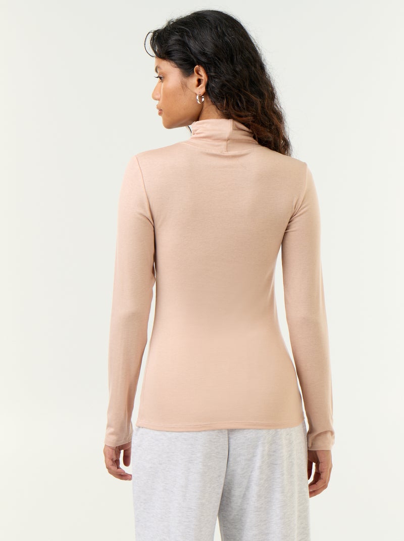 Sous-pull uni laine mélangée Rose - Kiabi