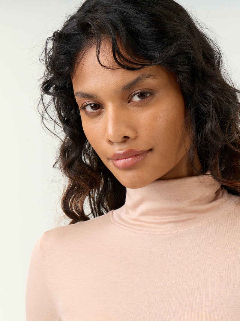 Sous-pull uni laine mélangée Rose - Kiabi
