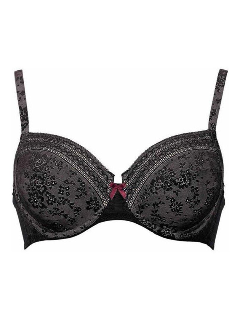 Soutien-gorge à armatures et renfort latéral Fleur - Noir - Kiabi - 67.95€