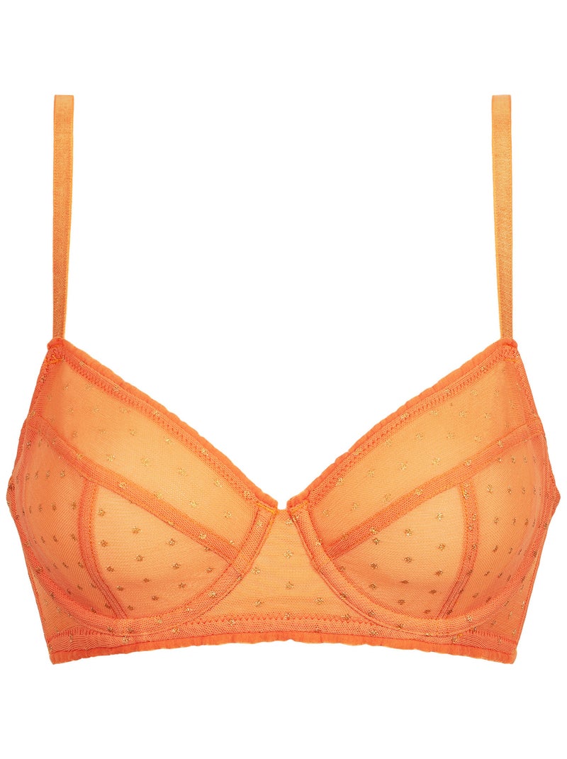 Soutien-Gorge à armatures et voile mesh Shiny Mesh Orange - Kiabi