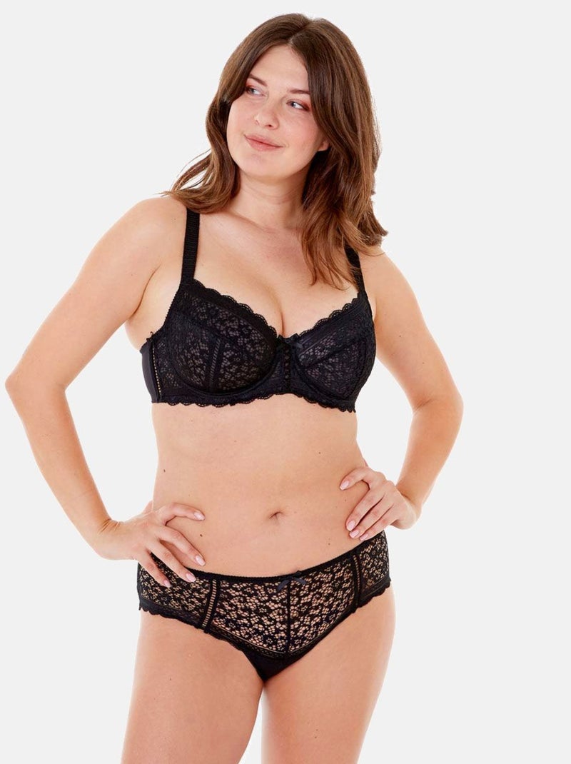 Soutien-gorge à armatures grand maintien ELENA - Pomm'Poire Noir - Kiabi