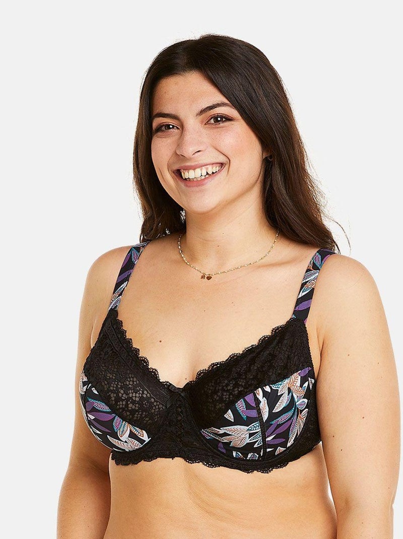 Soutien-gorge à armatures grand maintien ELISA - Pomm'Poire Noir - Kiabi