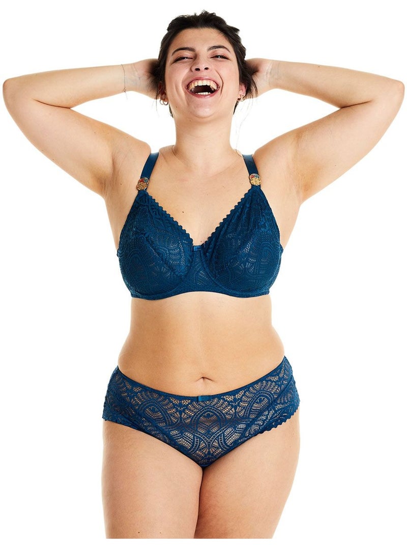 Soutien-gorge à armatures grand maintien PAPRIKA - Pomm'Poire Bleu - Kiabi