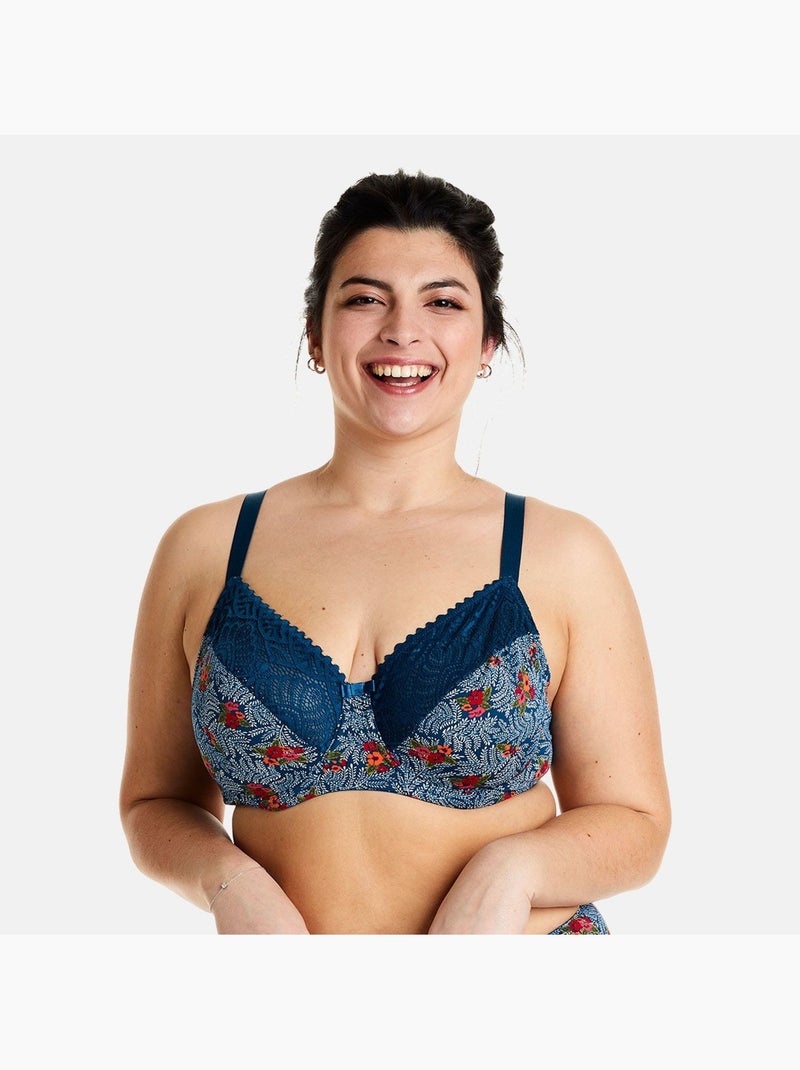 Soutien-gorge à armatures grand maintien PAPRIKA - Pomm'Poire Bleu - Kiabi