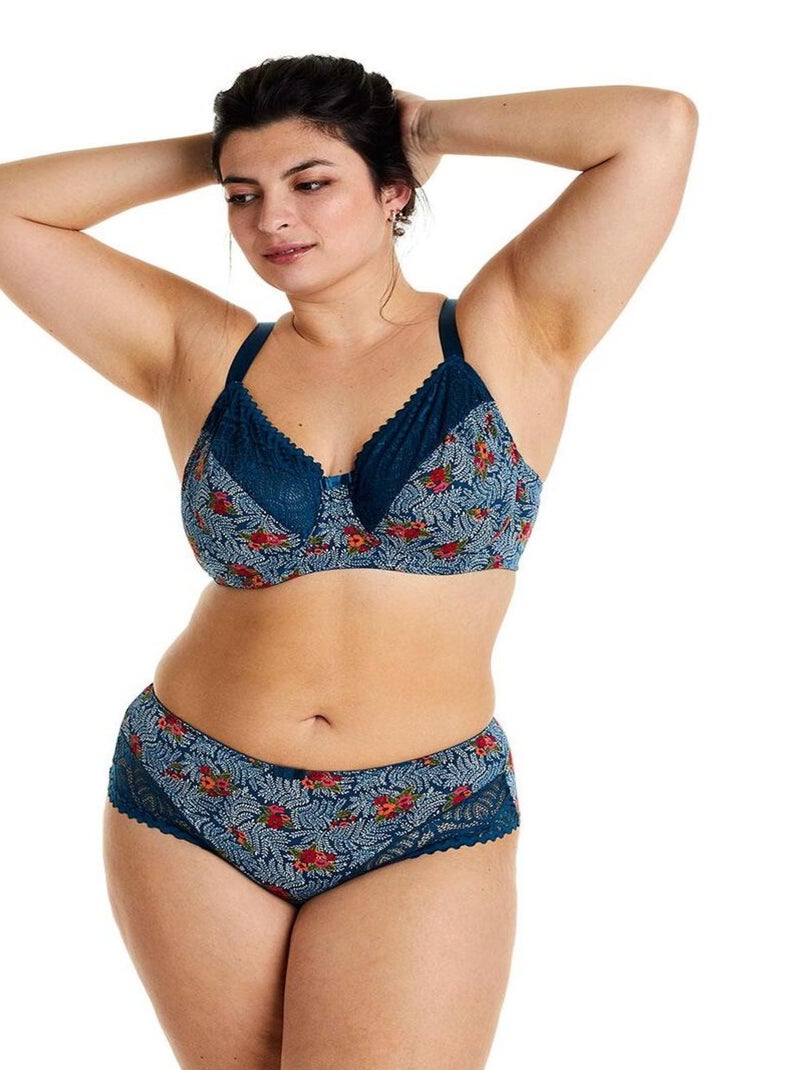 Soutien-gorge à armatures grand maintien PAPRIKA - Pomm'Poire Bleu Rouge - Kiabi
