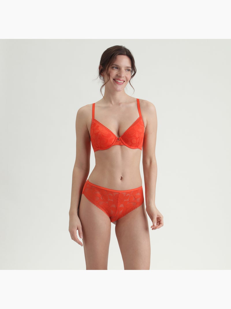 Soutien-gorge à armatures push-up Art Flower Abricot - Kiabi