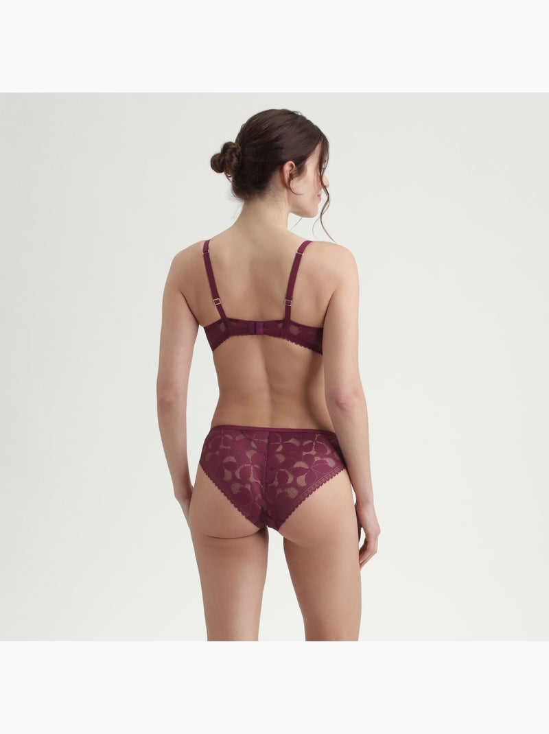 Soutien-gorge à armatures push-up Art Flower Violet figue - Kiabi