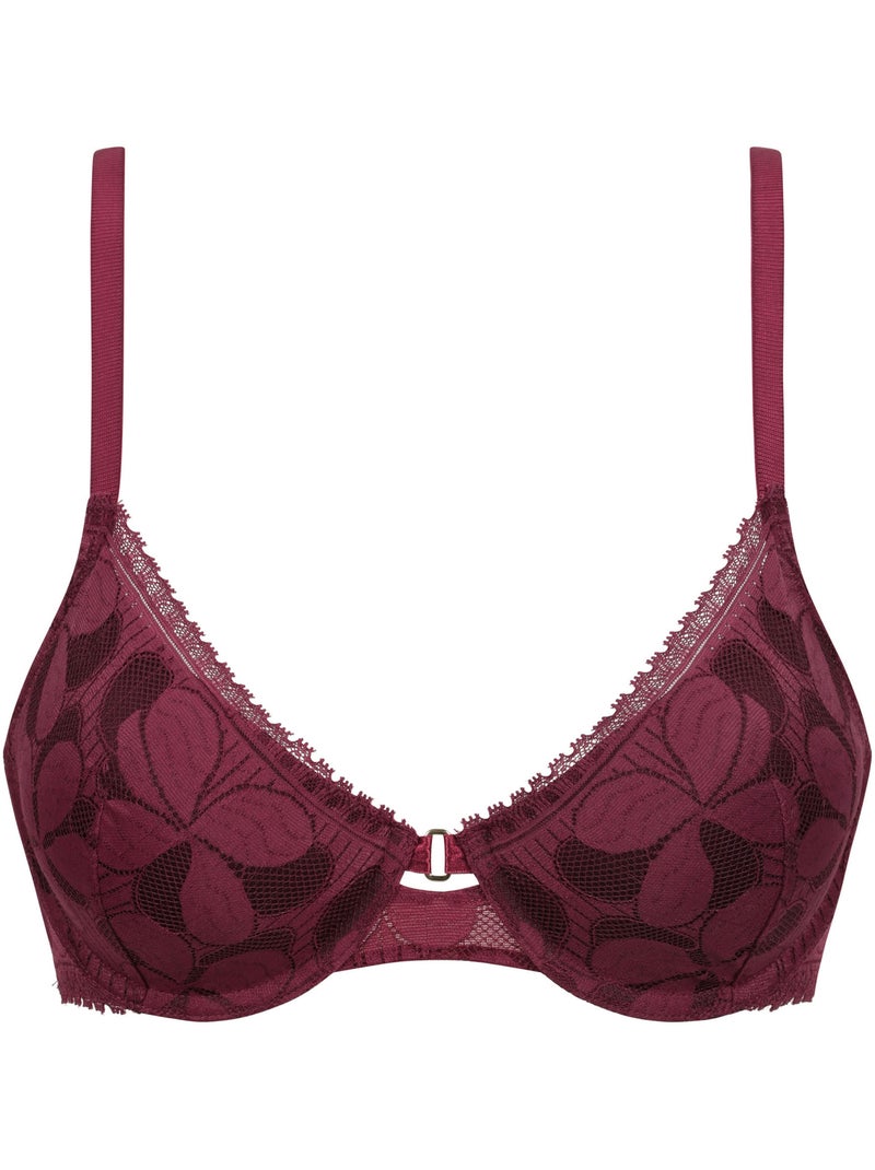 Soutien-gorge à armatures push-up Art Flower Violet figue - Kiabi