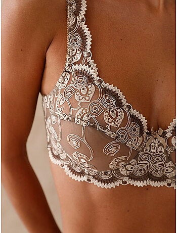 Soutien-gorge à armatures tulle brodé - DAXON