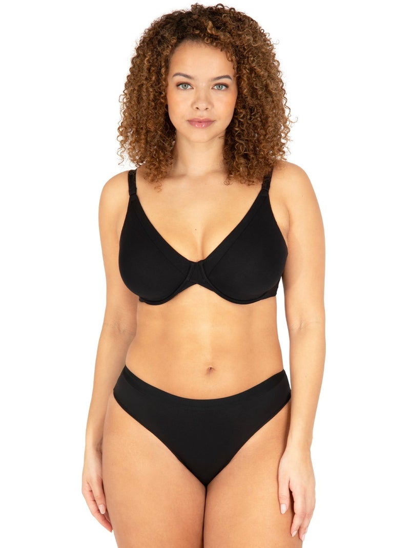 Soutien-gorge à armatures TULLE DESIGN COTON Noir - Kiabi