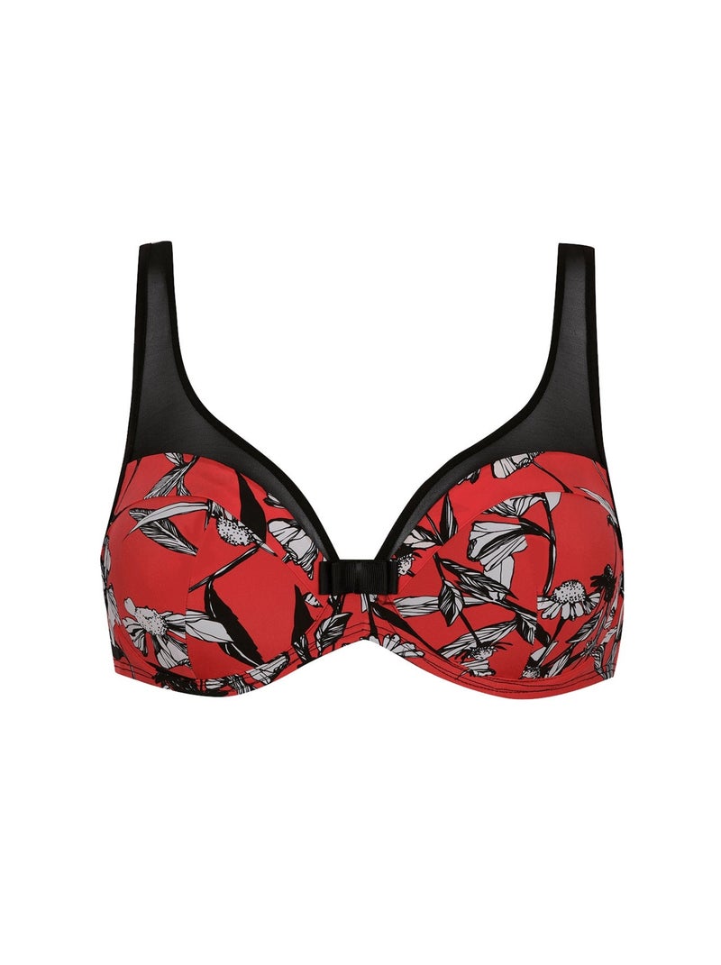 Soutien-gorge à armatures TULLE DESIGN Noir Rouge - Kiabi