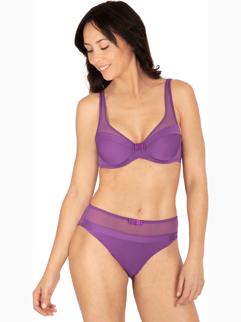 Soutien-gorge à armatures tulle design Violet - Kiabi