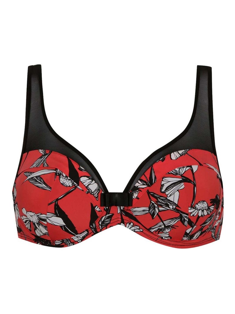 Soutien-gorge à coques TULLE DESIGN Noir Rouge - Kiabi