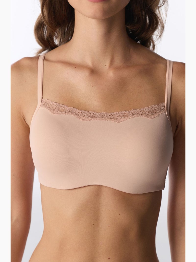 Soutien-gorge à encolure carrée et rembourré penti Beige argile - Kiabi