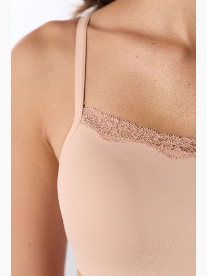 Soutien-gorge à encolure carrée et rembourré penti Beige argile - Kiabi