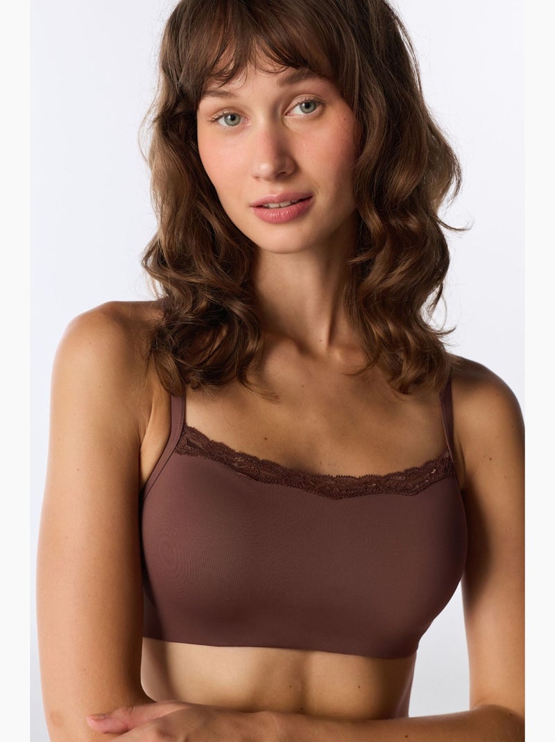 Soutien-gorge à encolure carrée et rembourré penti Marron - Kiabi