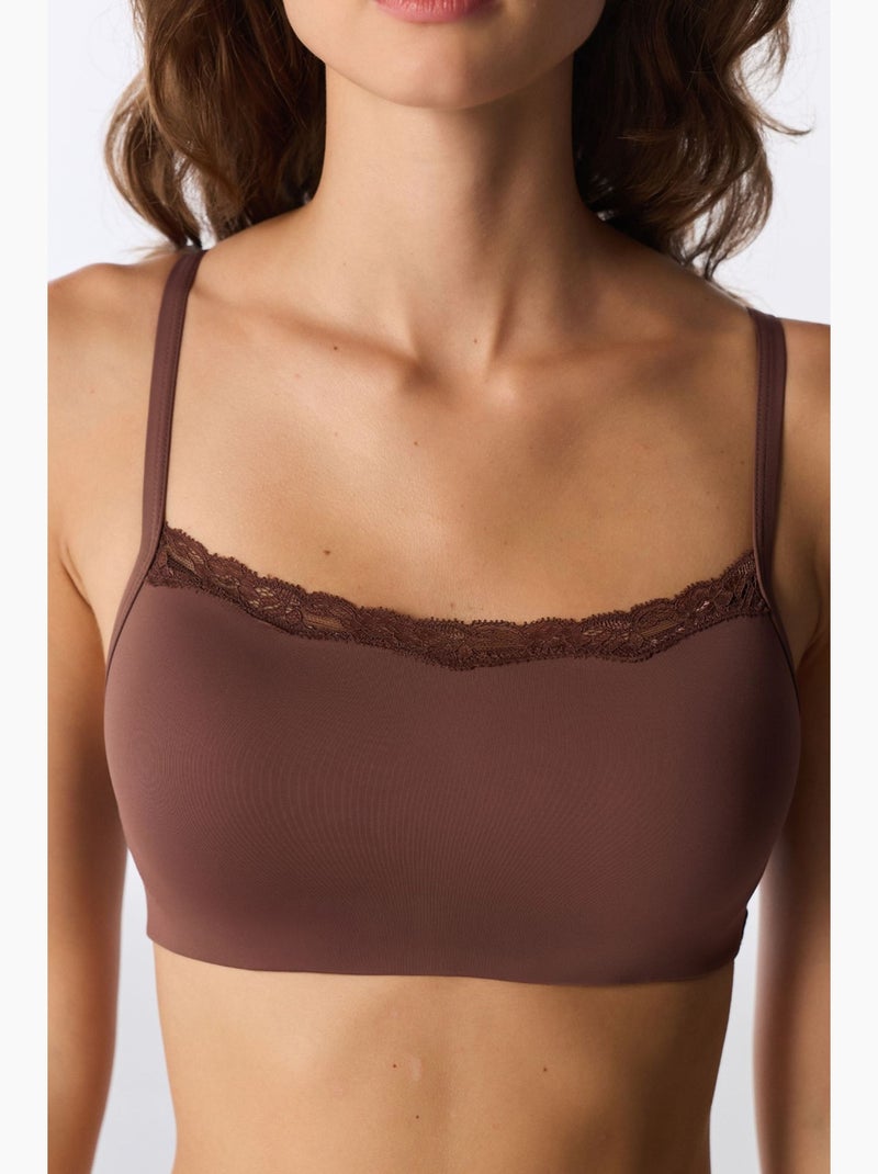 Soutien-gorge à encolure carrée et rembourré penti Marron - Kiabi