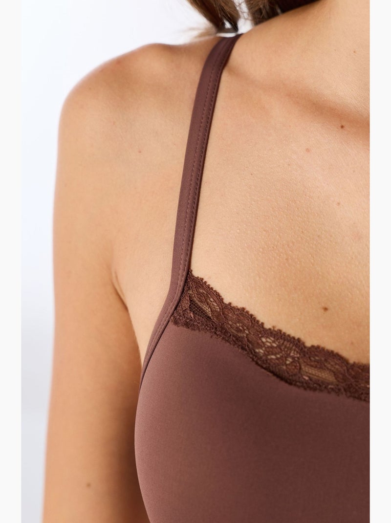 Soutien-gorge à encolure carrée et rembourré penti Marron - Kiabi