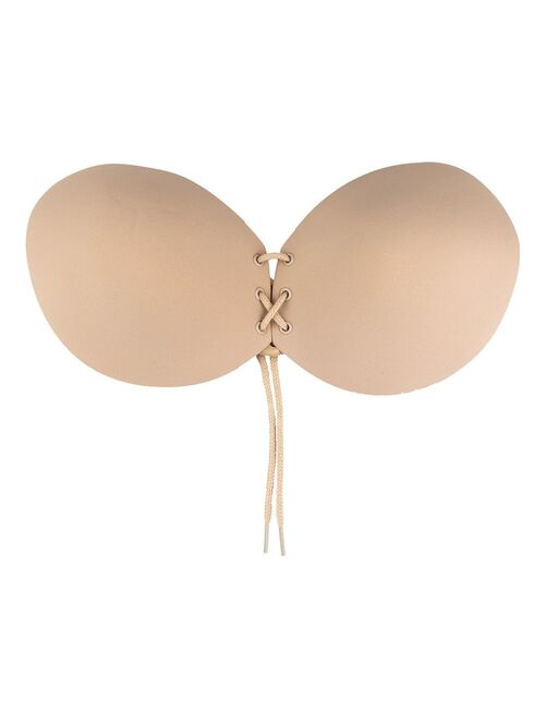 Soutien-Gorge Adhésif Réutilisable - Sans Bretelles, Push-Up, Couleur Chair (Taille L)
