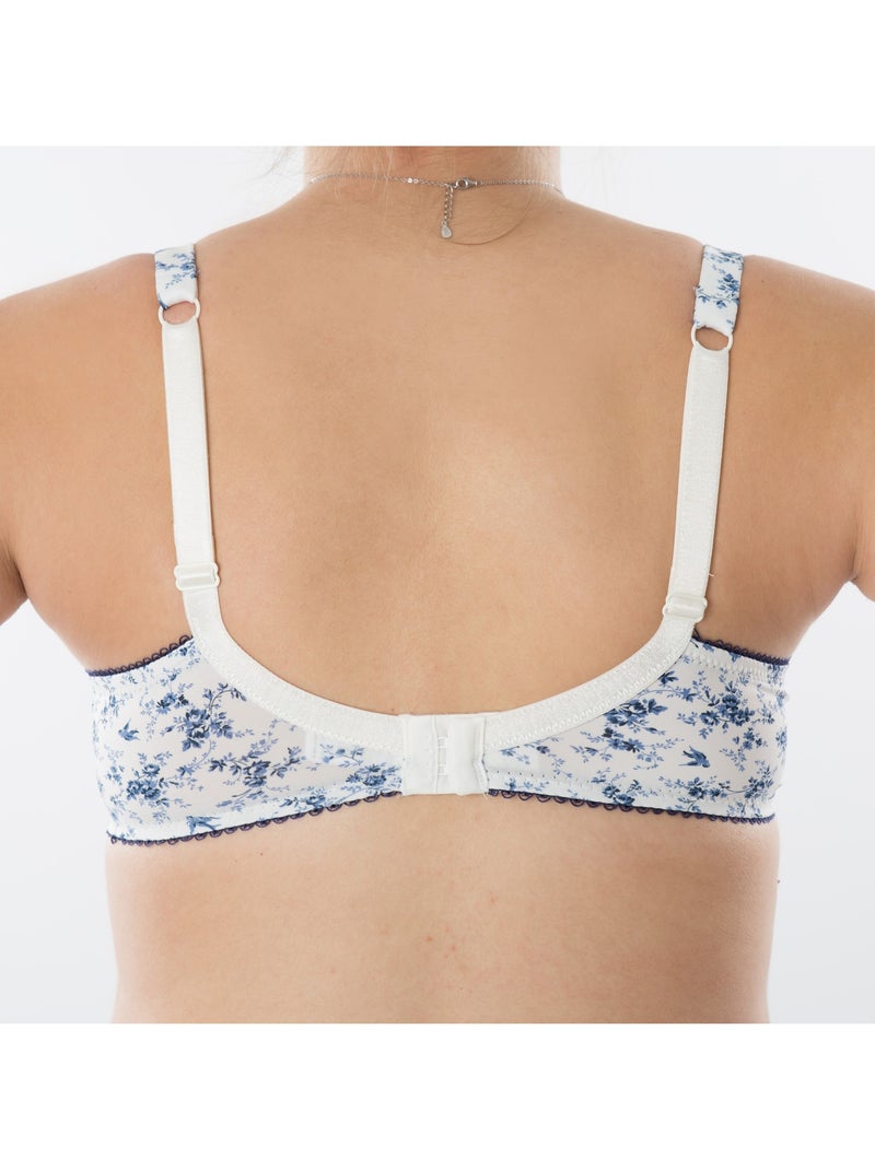 Soutien-gorge allaitement à armatures souples CAMILLE 'Bogema' Blanc Bleu marine - Kiabi