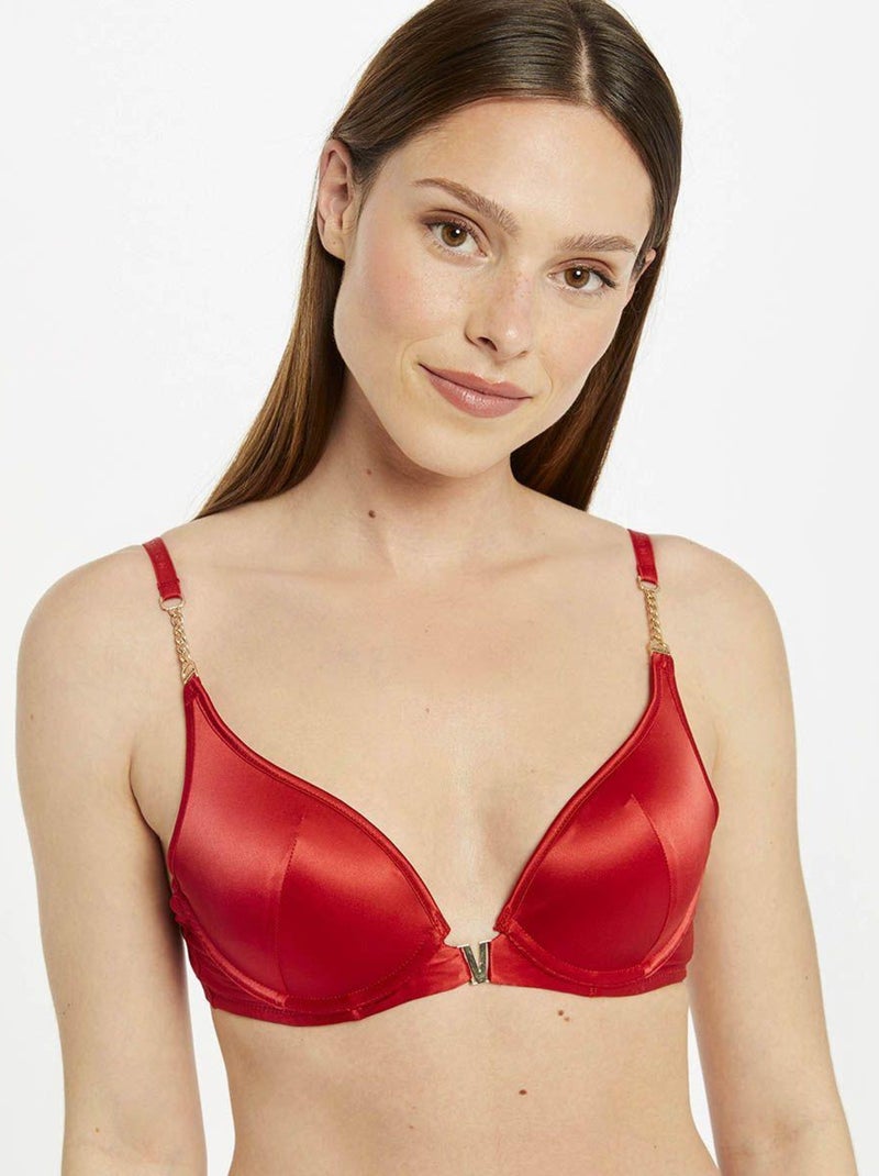 Soutien-gorge ampliforme coque moulée AVA satin - Morgan Lingerie Rouge - Kiabi
