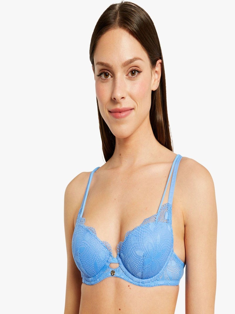 Soutien-gorge ampliforme coque moulée SARAH DENTELLE - Morgan Lingerie Bleu - Kiabi