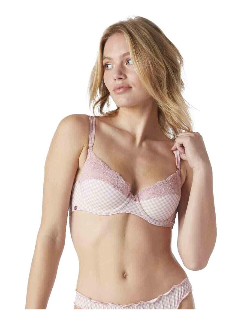 Soutien-gorge ampliforme coques moulées VICHY CHIC - Brigitte Bardot Lingerie Rose - Kiabi