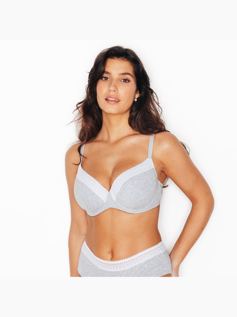SOUTIEN-GORGE AMPLIFORME COTON - RougeGorge Lingerie Gris - Kiabi