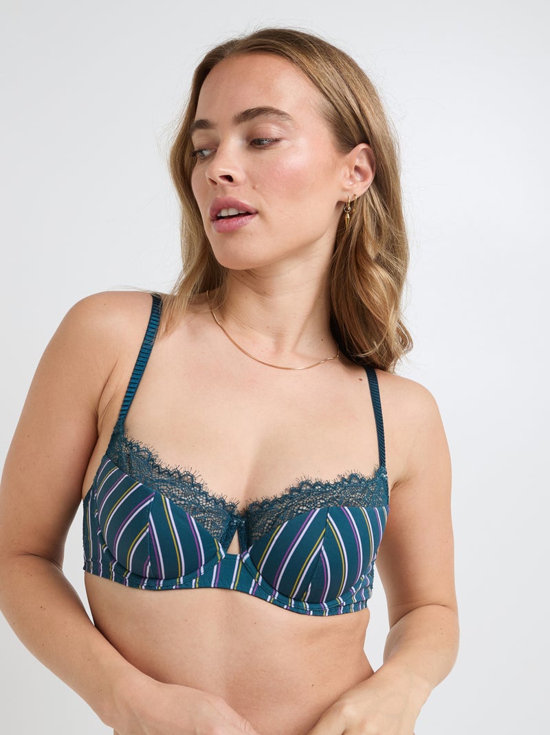 Soutien-gorge ampliforme microfibre Gaston - RougeGorge Lingerie Bleu Multicolore - Kiabi