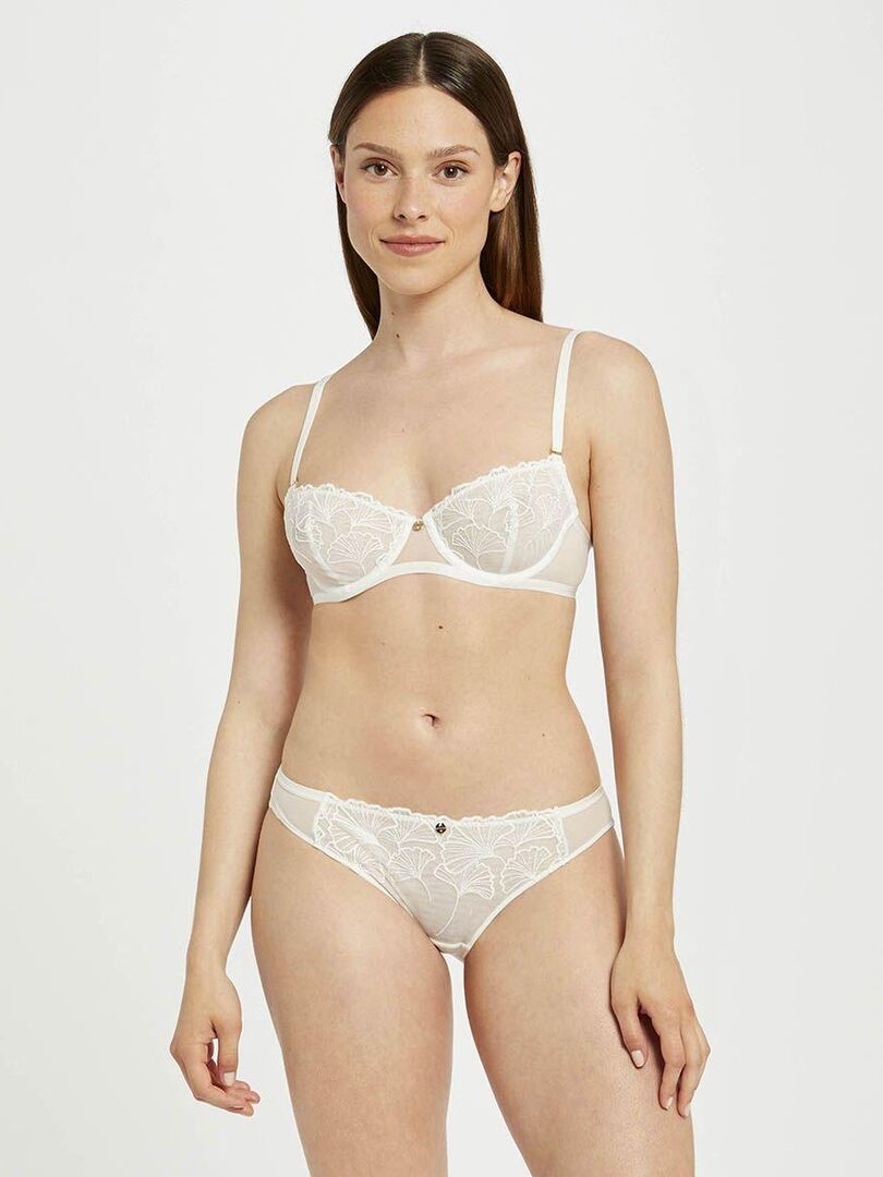 Soutien-gorge Armature Barbara Garçonne + Slip - Taille FR85C/EUR70C/UK32C, Couleur Nacre