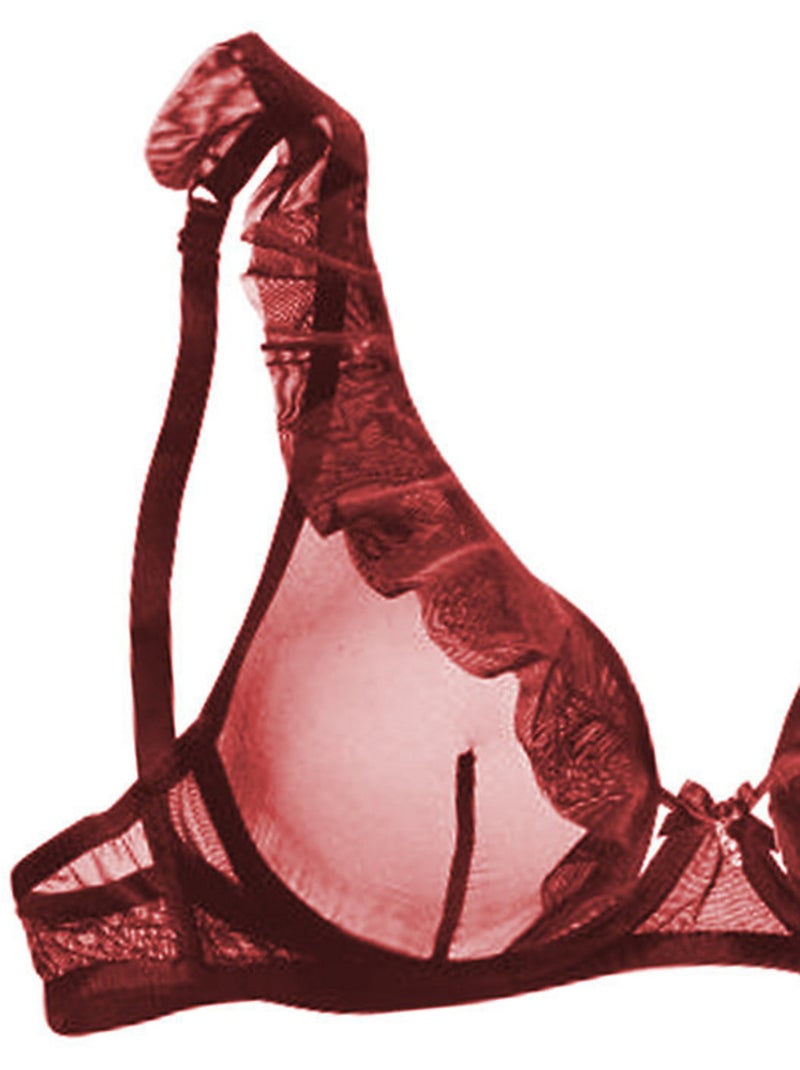 Soutien-gorge armaturé voile Sexy Rouge - Kiabi