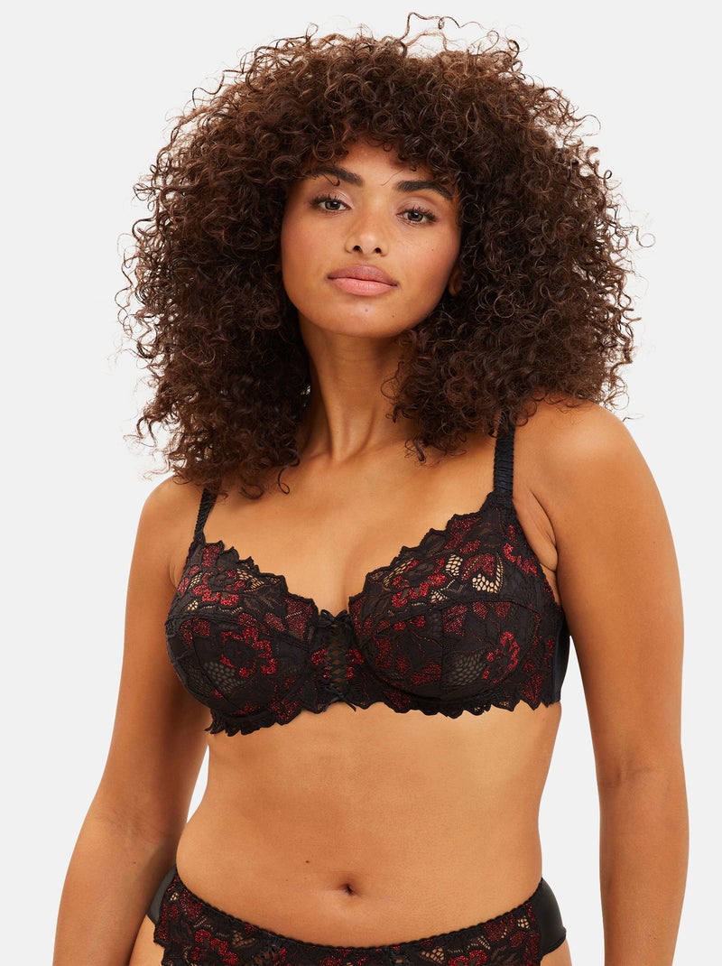 Soutien-gorge Arum Glitter Sans Complexe Noir Rouge - Kiabi