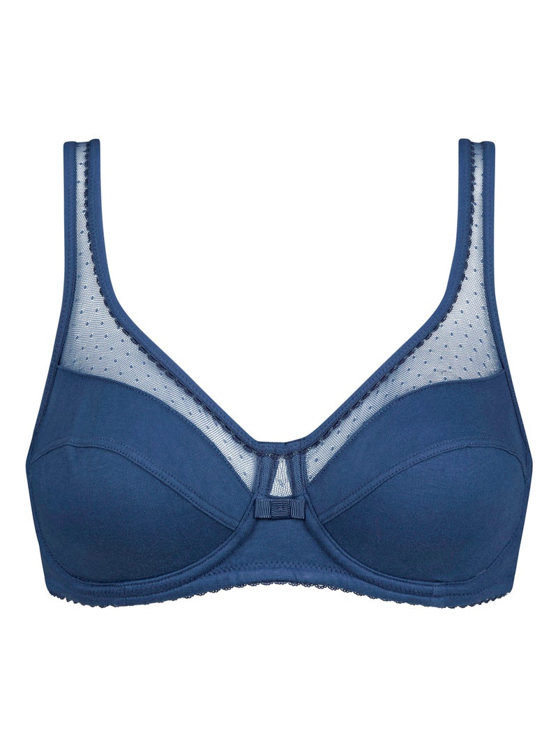 Soutien-gorge avec armatures Coton Bio Generous Bleu nuit - Kiabi