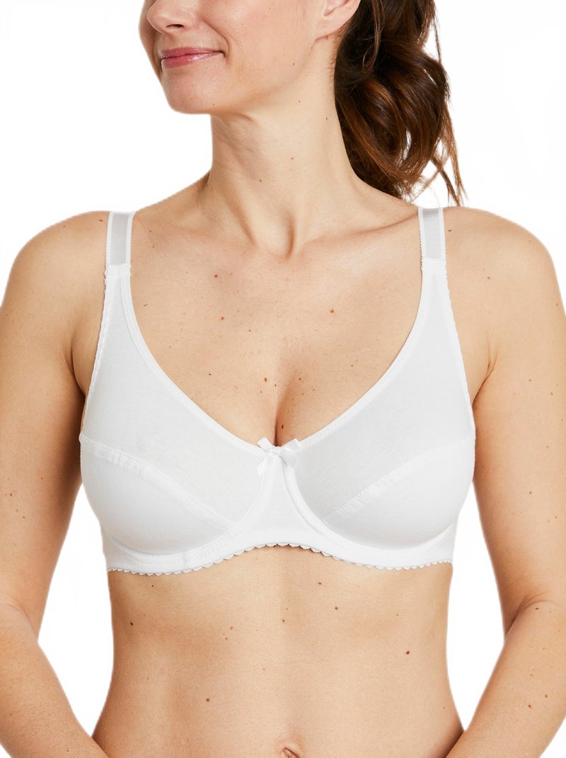 Soutien-gorge avec armatures coton stretch Blanc - Kiabi