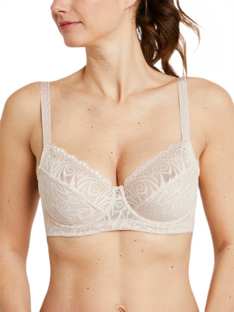 Soutien-gorge avec armatures en dentelle Beige - Kiabi