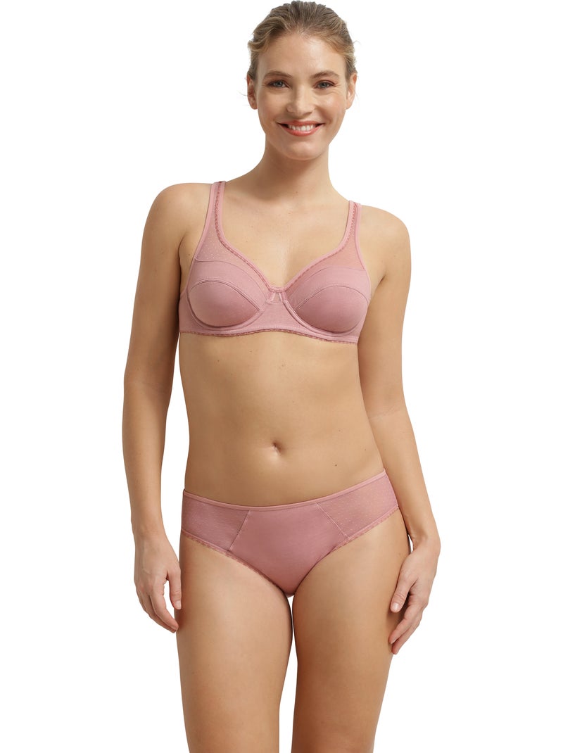 Soutien-gorge avec armatures non paddé Generous Coton Bio Rose pâle - Kiabi