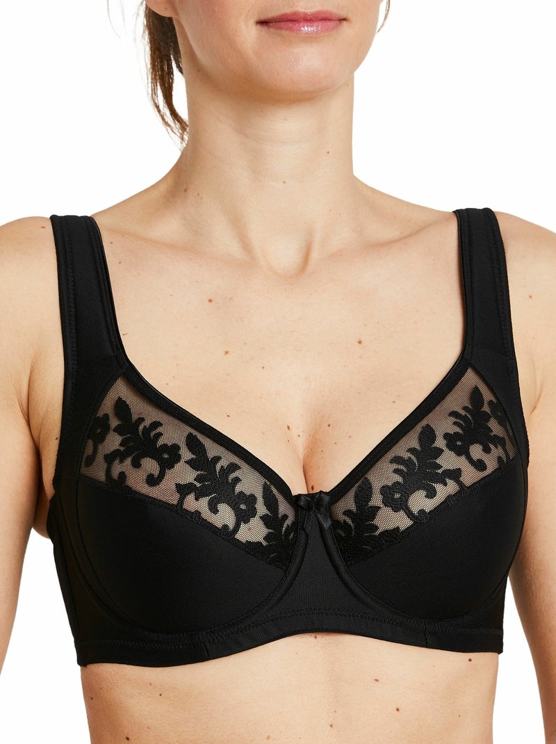 Soutien-gorge avec armatures tulle brodé Noir - Kiabi