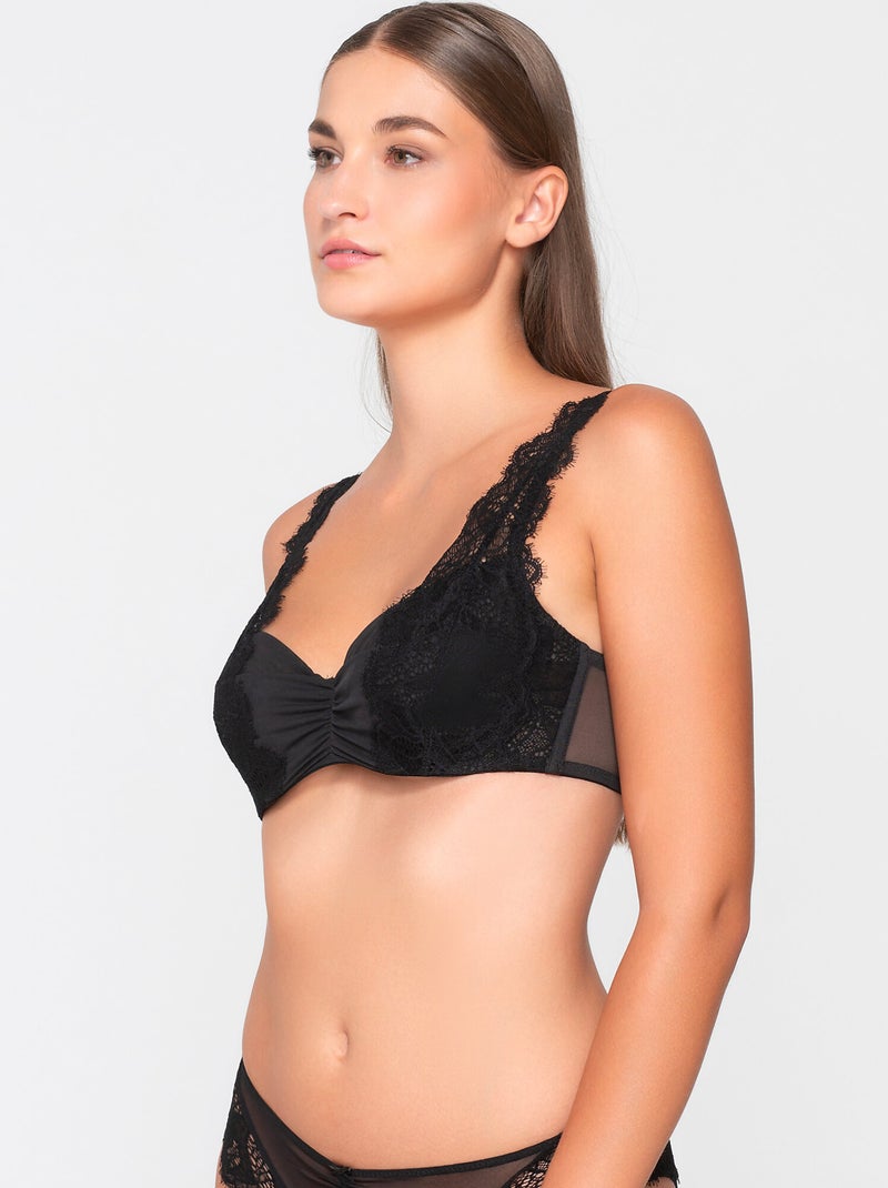 Soutien-gorge balconnet armaturé ORCHIDEA Noir - Kiabi