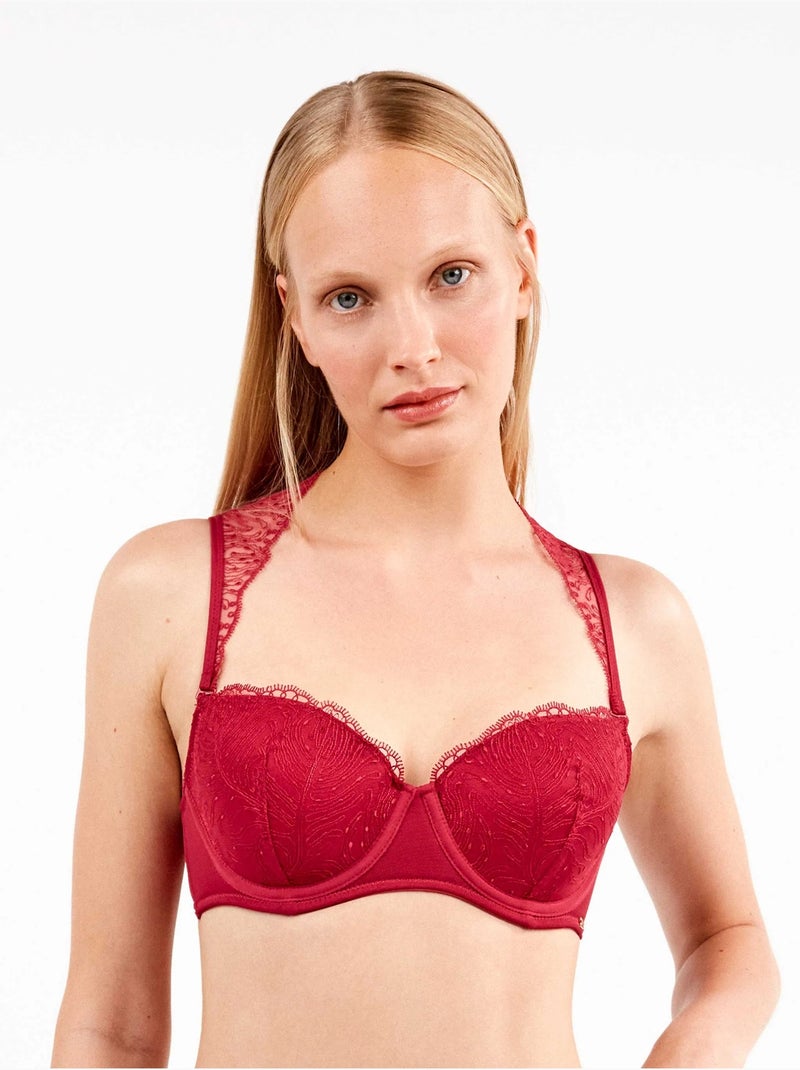 Soutien-gorge balconnet bretelles amovibles Cerise - Kiabi