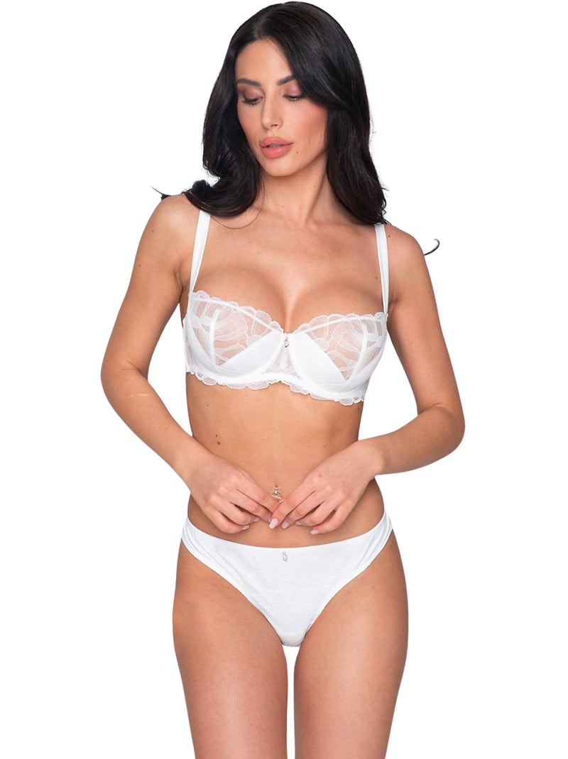 Soutien-gorge balconnet demi bonnet MELODY MARIAGE Ecru - Kiabi