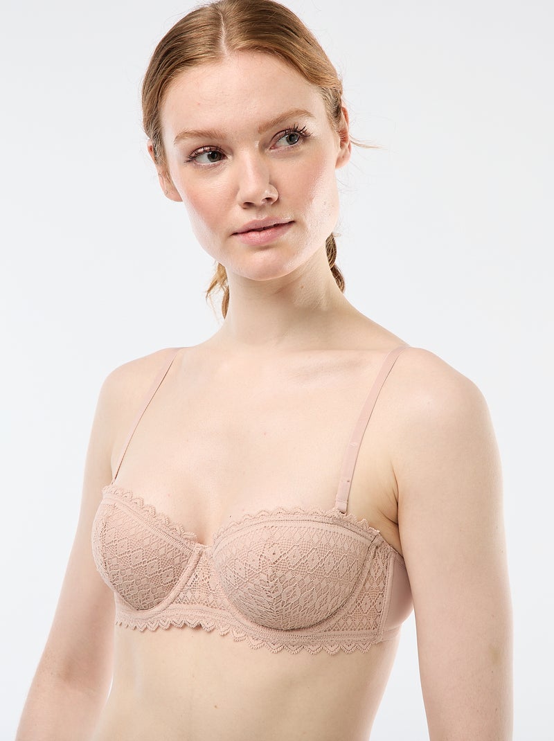 Soutien-gorge balconnet en dentelle Rose - Kiabi
