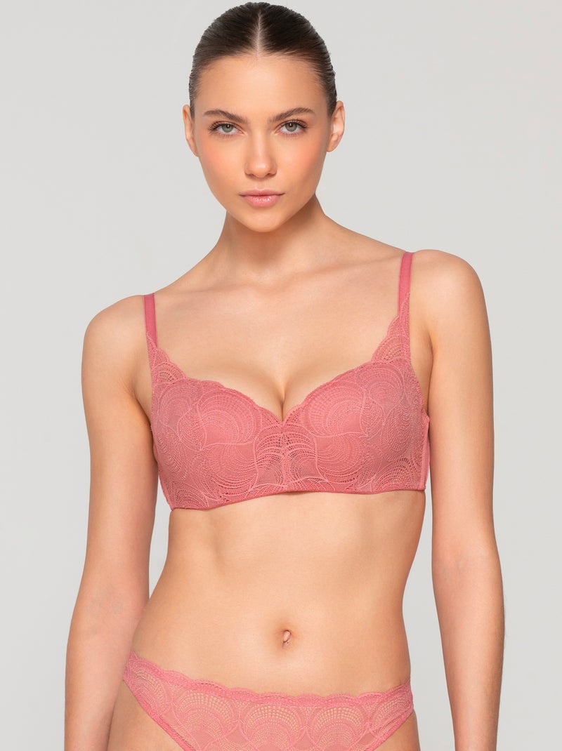 Soutien-gorge balconnet trois-quarts PEARL Rose - Kiabi
