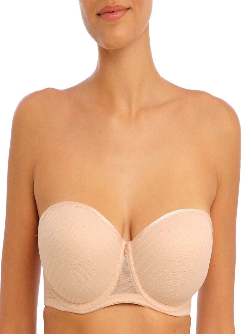 Soutien-gorge bandeau à armatures bonnets moulés Tailored Beige - Kiabi